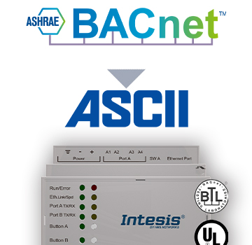 Intesis INASCBAC3K00000  BACnet IP & MS/TP Client to ASCII IP & Serial Server Gateway - 3000 points