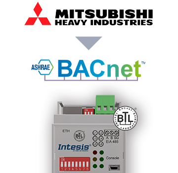 Intesis INBACMHI001R000  Mitsubishi Heavy Industries FD and VRF systems to BACnet IP/MSTP Interface - 1 unit