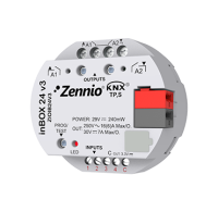 Zennio ZIOIB24V3 Multifunktsionaalne täiturmehhanism süvistatav 2 väljundiga (16 A C-Load) ja 4 analoog-digitaalsisendiga inBOX 24 v3