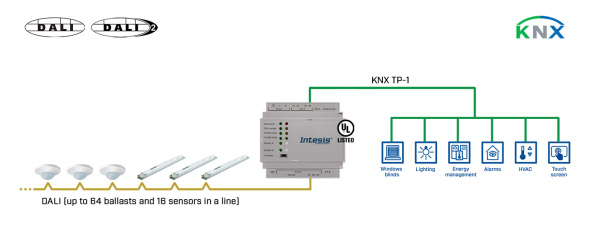 Intesis INKNXDAL0640200 DALI to KNX TP lüüsi – 1 kanal