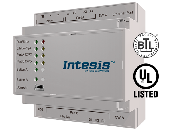 Intesis INBACMEB0600000 M-BUS to BACnet IP & MS/TP Server Gateway – 60 seadet